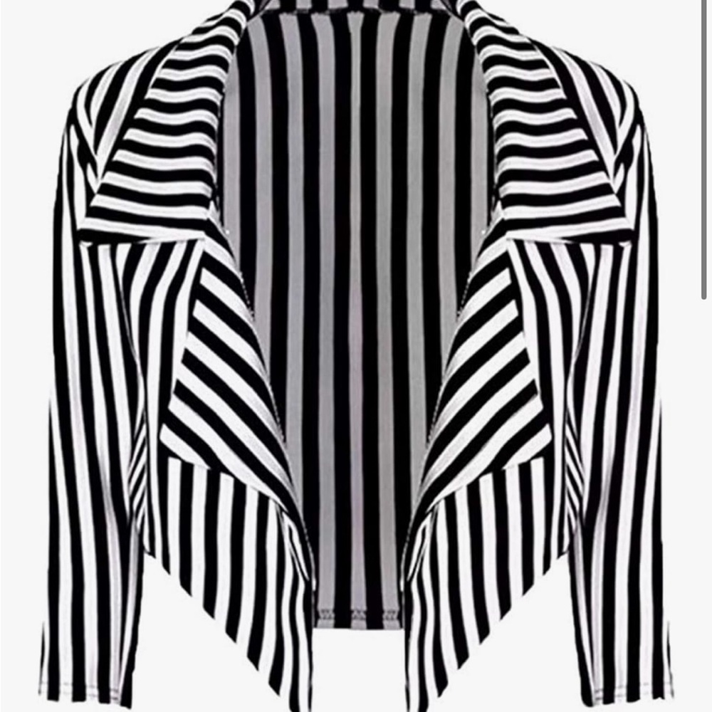 “Beetlejuice” striped cropped blazer